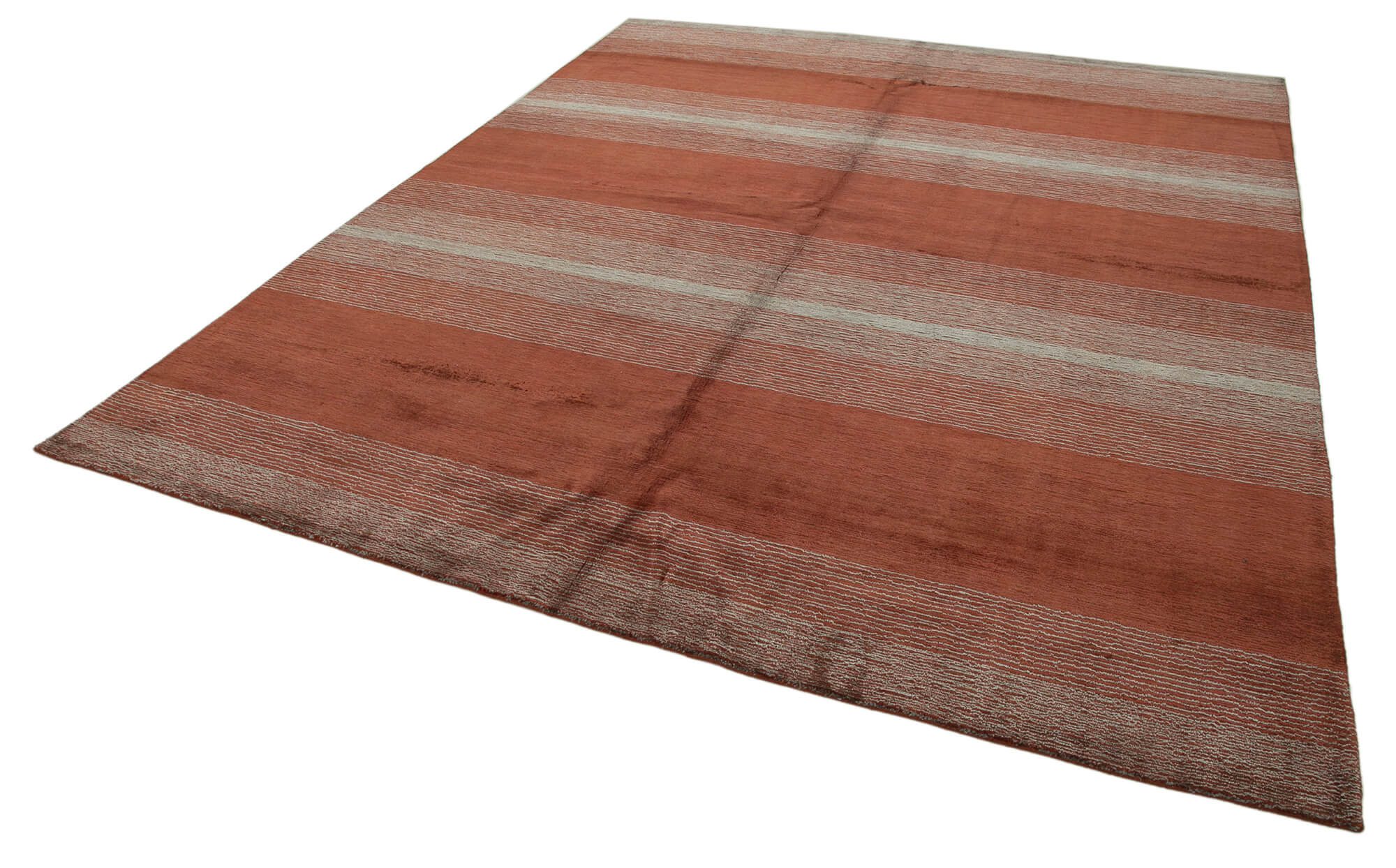 Handmade Wool Cotton Rug - Red Geometric Area Rug 8'0" x 10'0" by Agacan