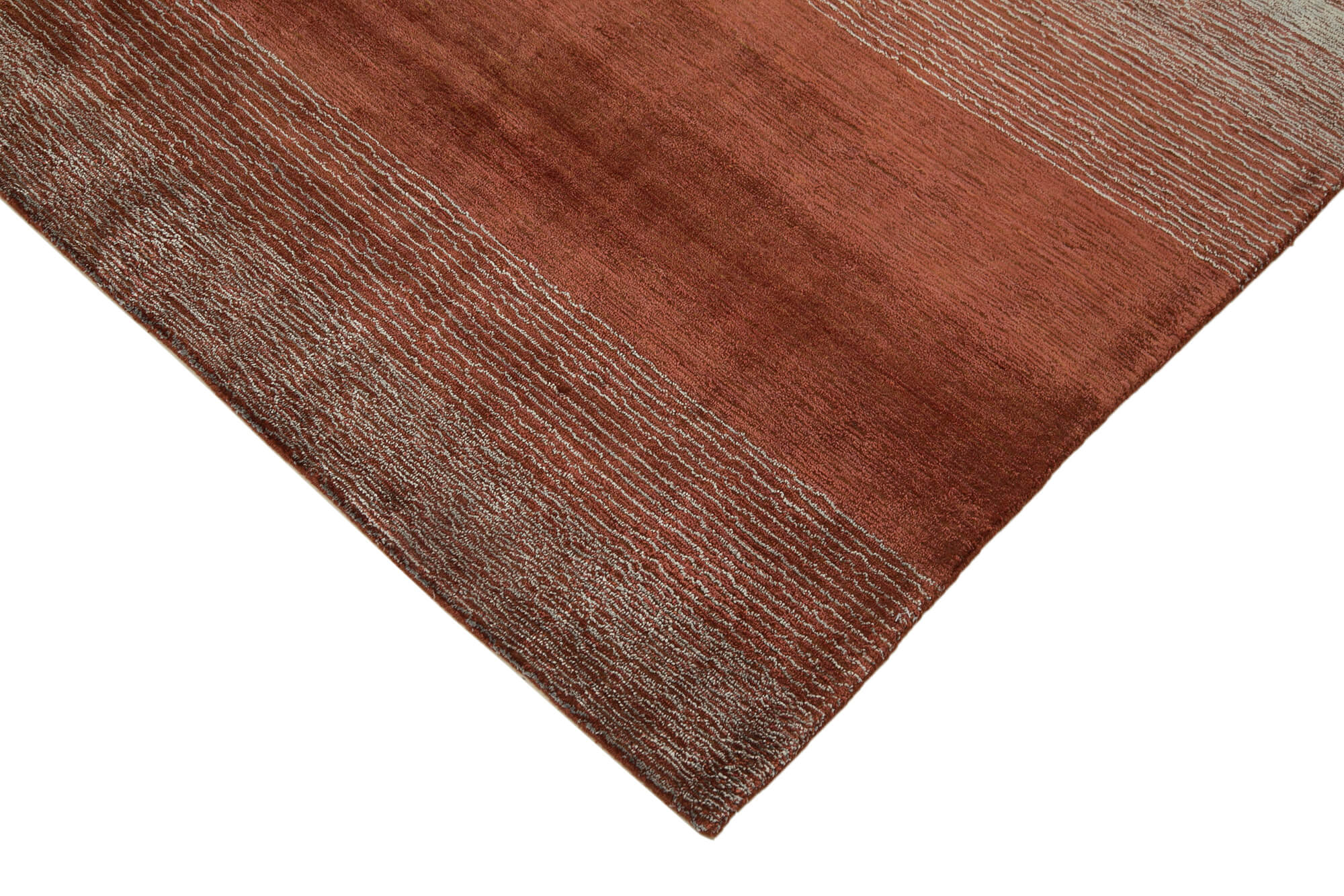 Handmade Wool Cotton Rug - Red Geometric Area Rug 8'0" x 10'0" by Agacan