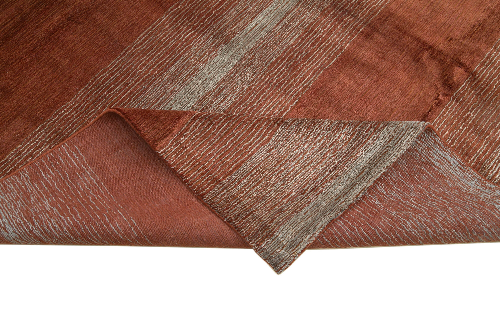 Handmade Wool Cotton Rug - Red Geometric Area Rug 8'0" x 10'0" by Agacan