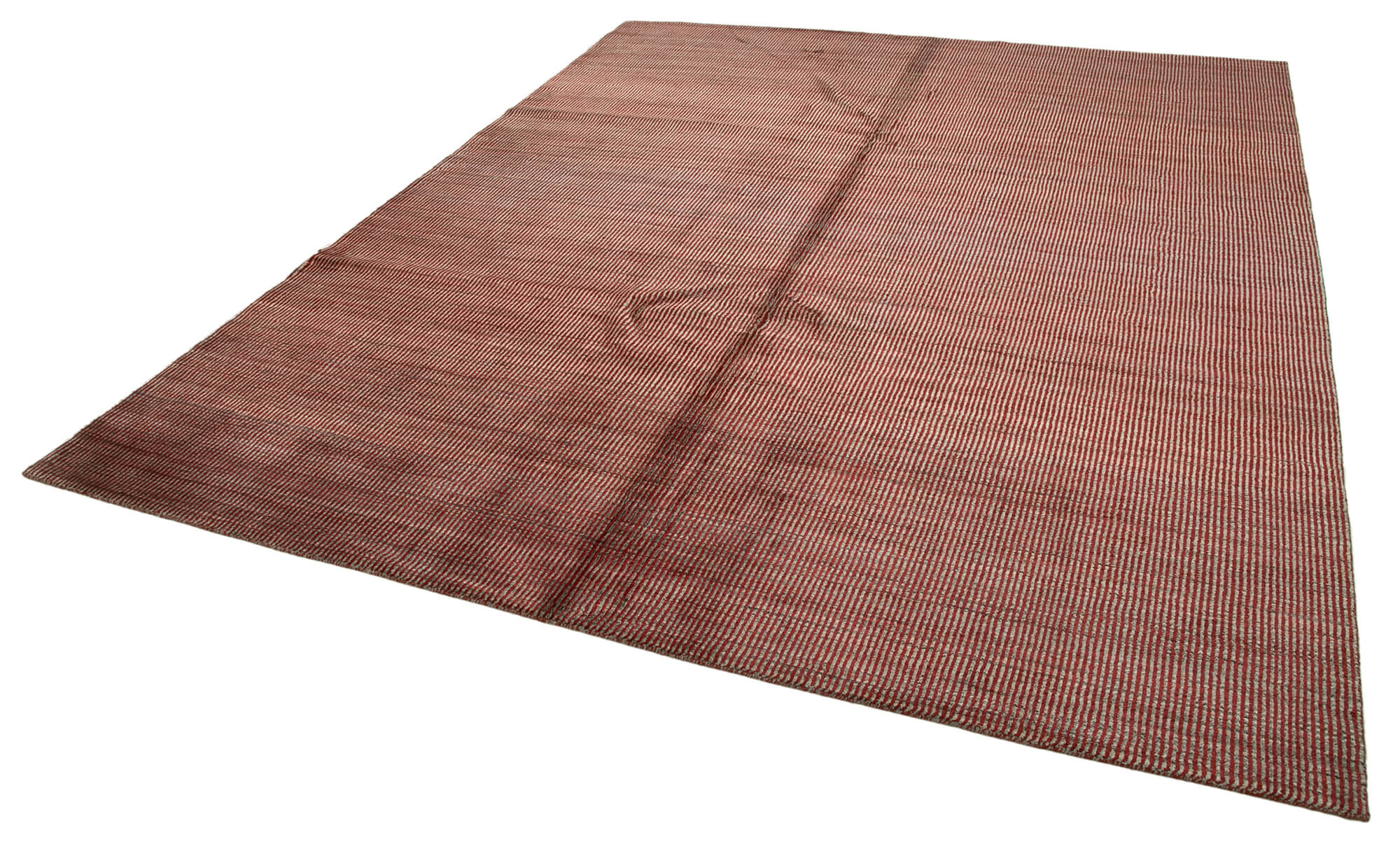Handmade Wool Cotton Rug – Red Geometric Pattern Carpet | Vintage Area Rug 8'x10'