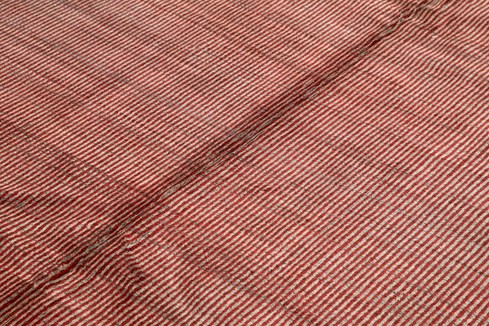 Handmade Wool Cotton Rug – Red Geometric Pattern Carpet | Vintage Area Rug 8'x10'