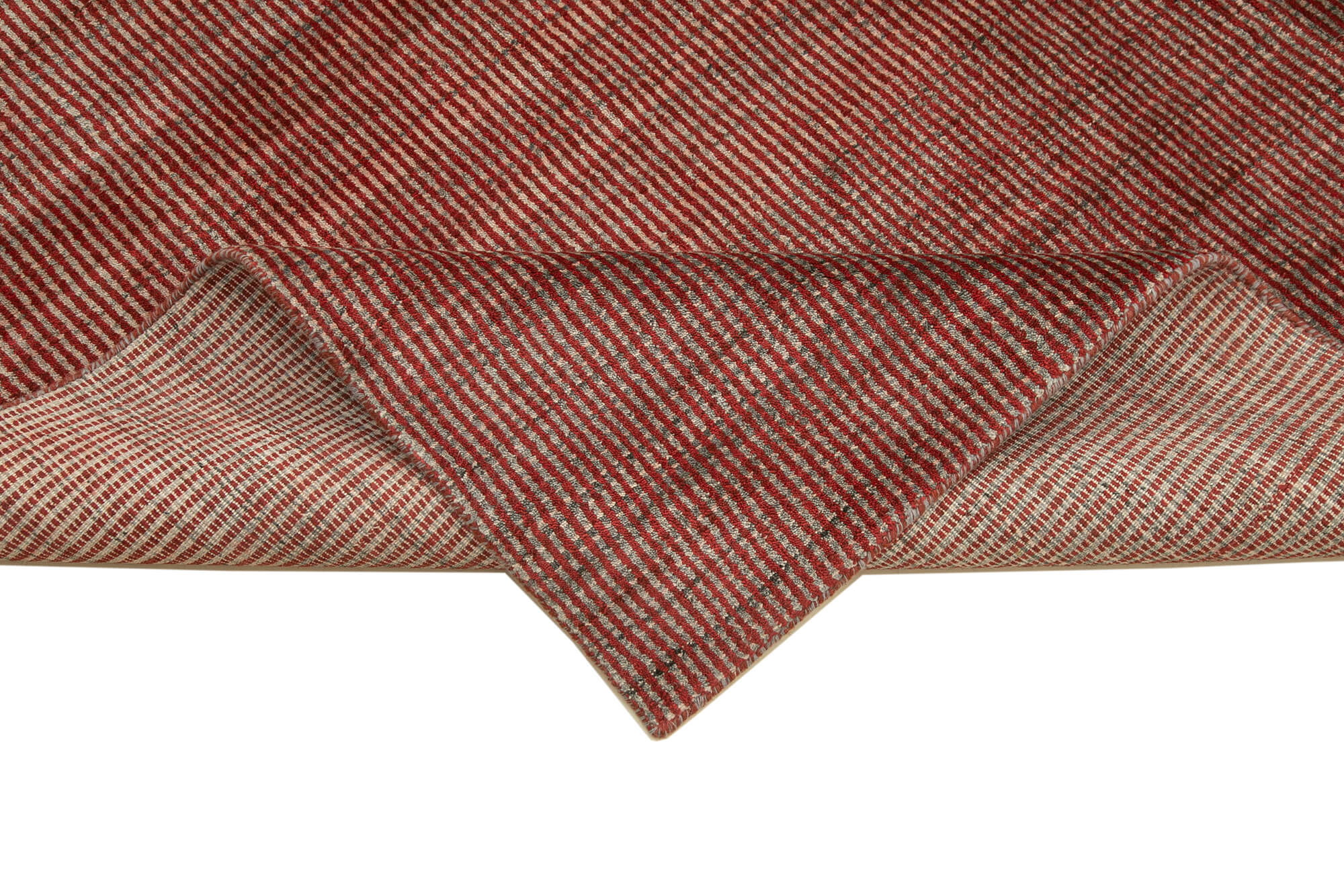 Handmade Wool Cotton Rug – Red Geometric Pattern Carpet | Vintage Area Rug 8'x10'