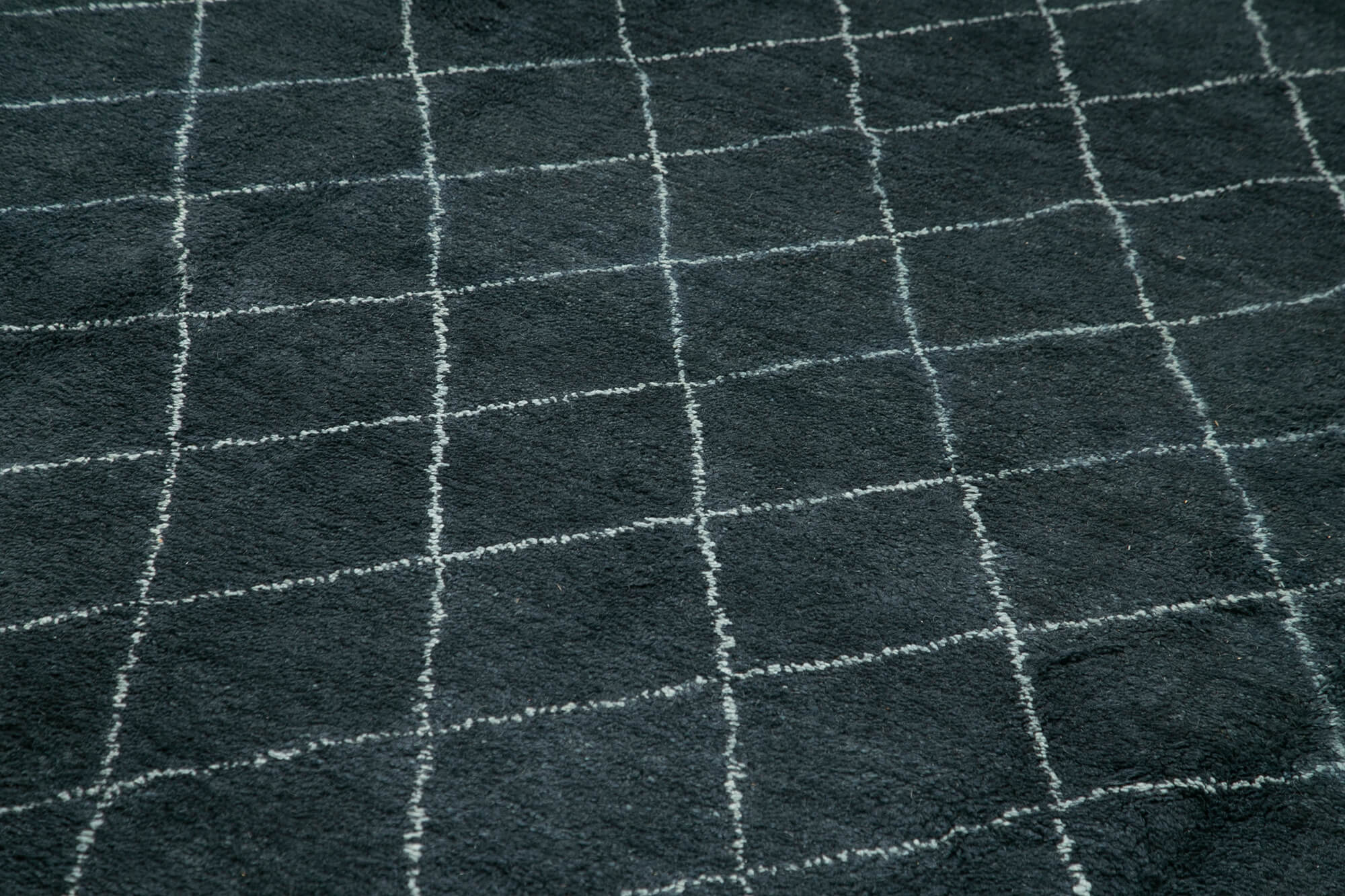 Handmade Wool Cotton Rug - Blue Geometric Pattern Carpet | Large Living Room Rug 10'1''x14'1''