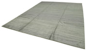 Handmade Wool Cotton Rug - Grey Geometric Pattern | Large 10x13 Area Rug