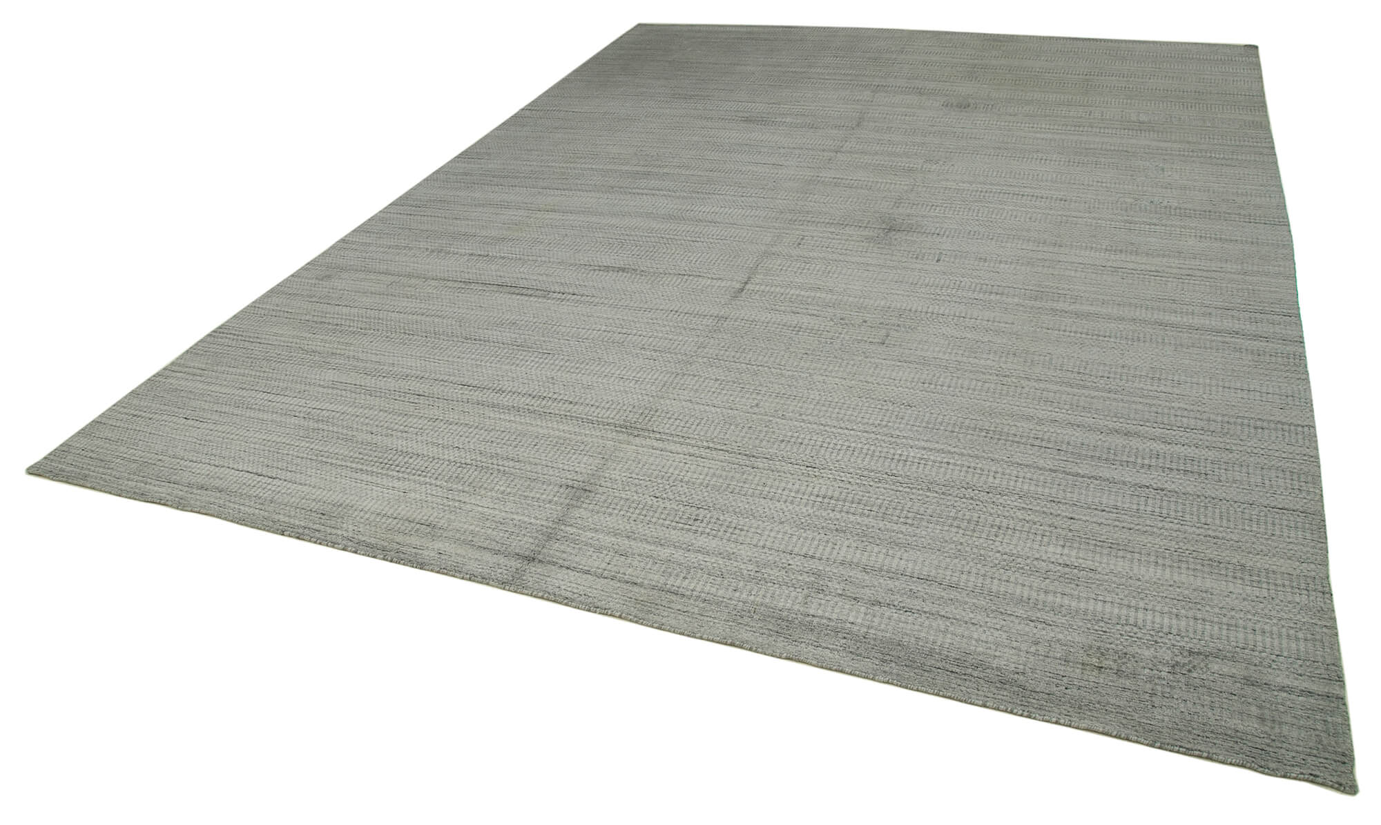 Handmade Wool Cotton Rug | Turkish Hand Knotted Grey Geometric Carpet - Durable Cotton Blend