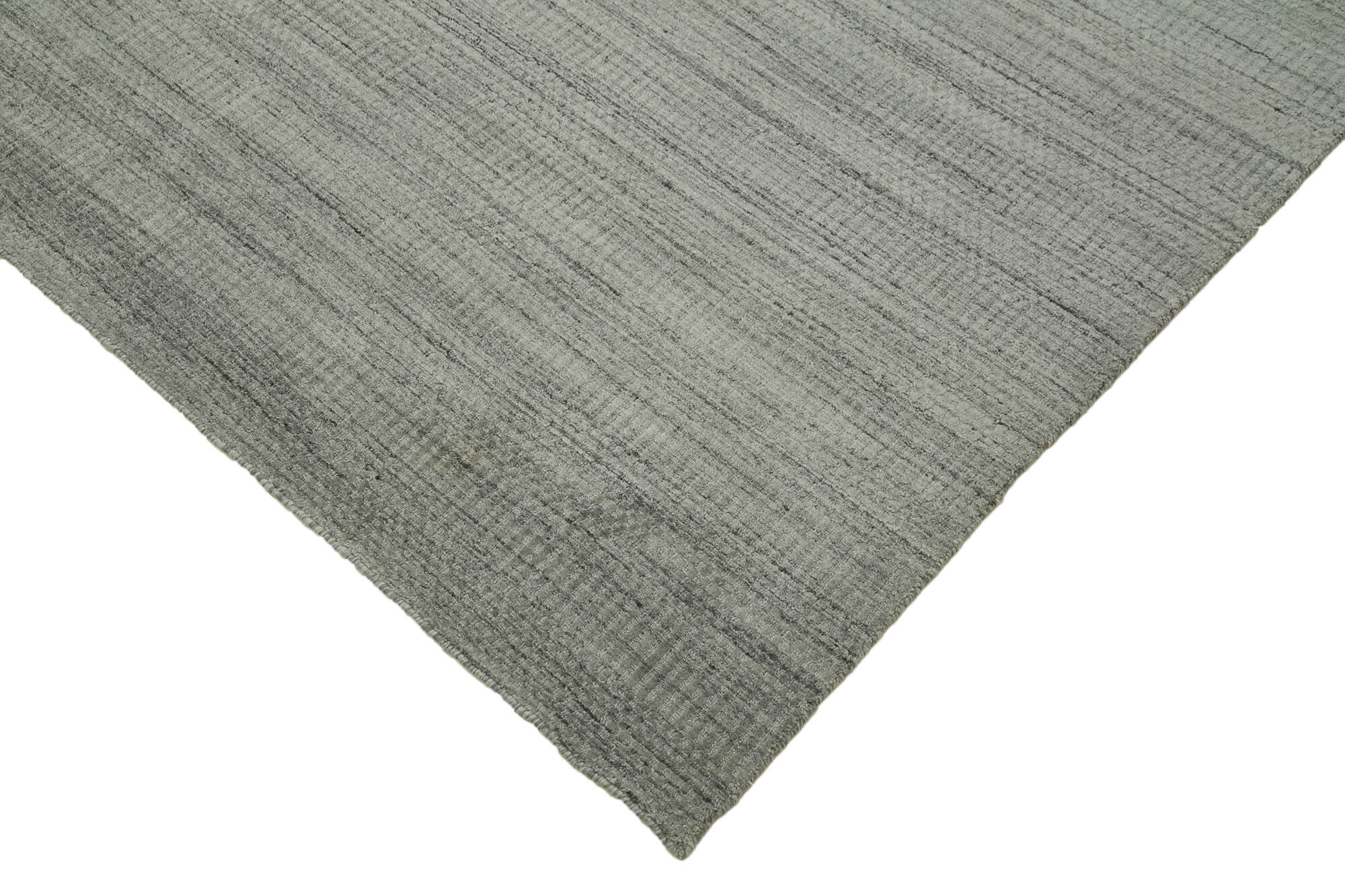 Handmade Wool Cotton Rug | Turkish Hand Knotted Grey Geometric Carpet - Durable Cotton Blend