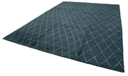 Handmade Wool Cotton Rug - Blue Geometric Pattern Carpet | Durable Soft Living Room Area Rug