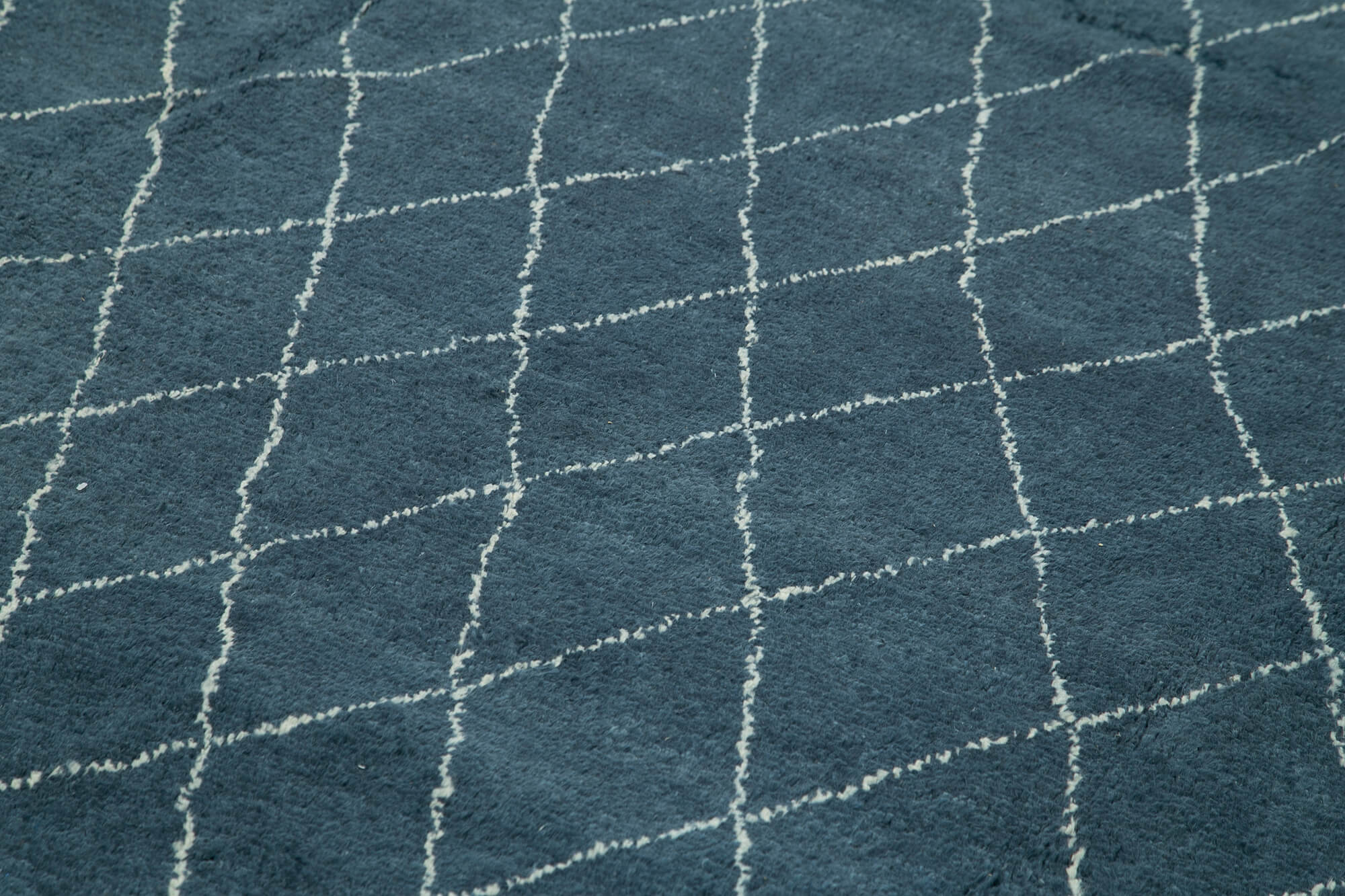 Handmade Wool Cotton Rug - Blue Geometric Pattern Carpet | Durable Soft Living Room Area Rug