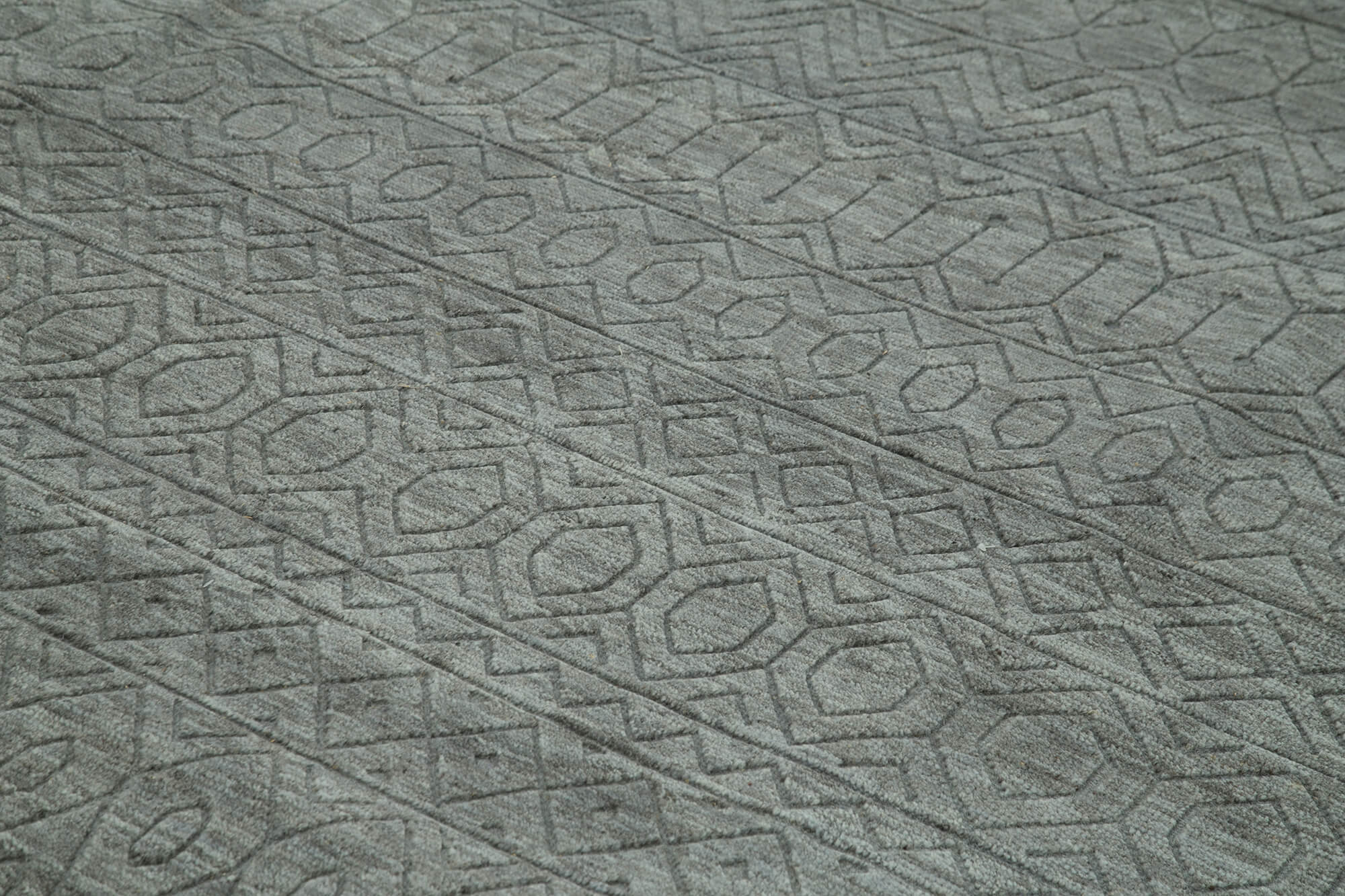 Handmade Wool Cotton Rug - Grey Geometric Area Rug | Large Living Room Carpet 10'1" x 13'10"