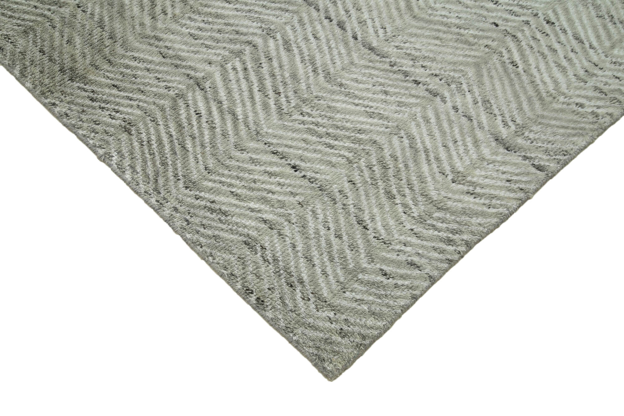 Handmade Wool Cotton Rug - Grey Geometric Area Rug 9'10''x13'10'' by Agacan