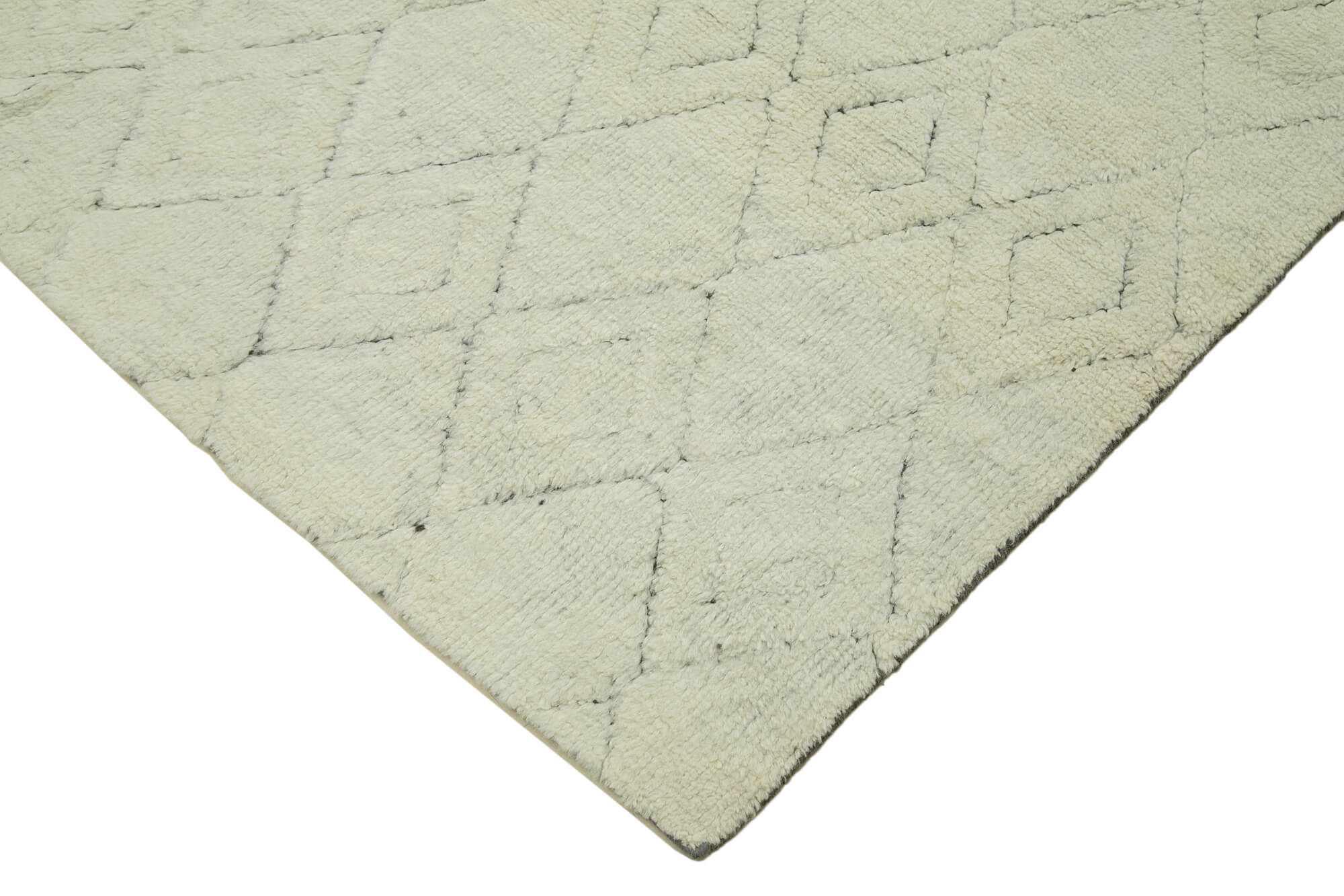 Handmade Wool Cotton Rug – Beige Geometric Pattern, Durable Living Room Area Rug 8'9'' x 11'3''