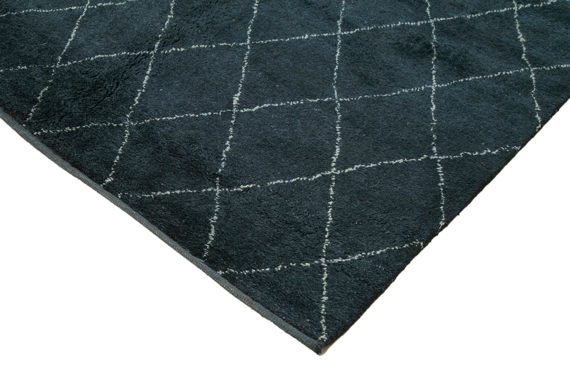 Handmade Wool Cotton Rug - Blue Geometric Pattern | Large Living Room Durable Floor Covering