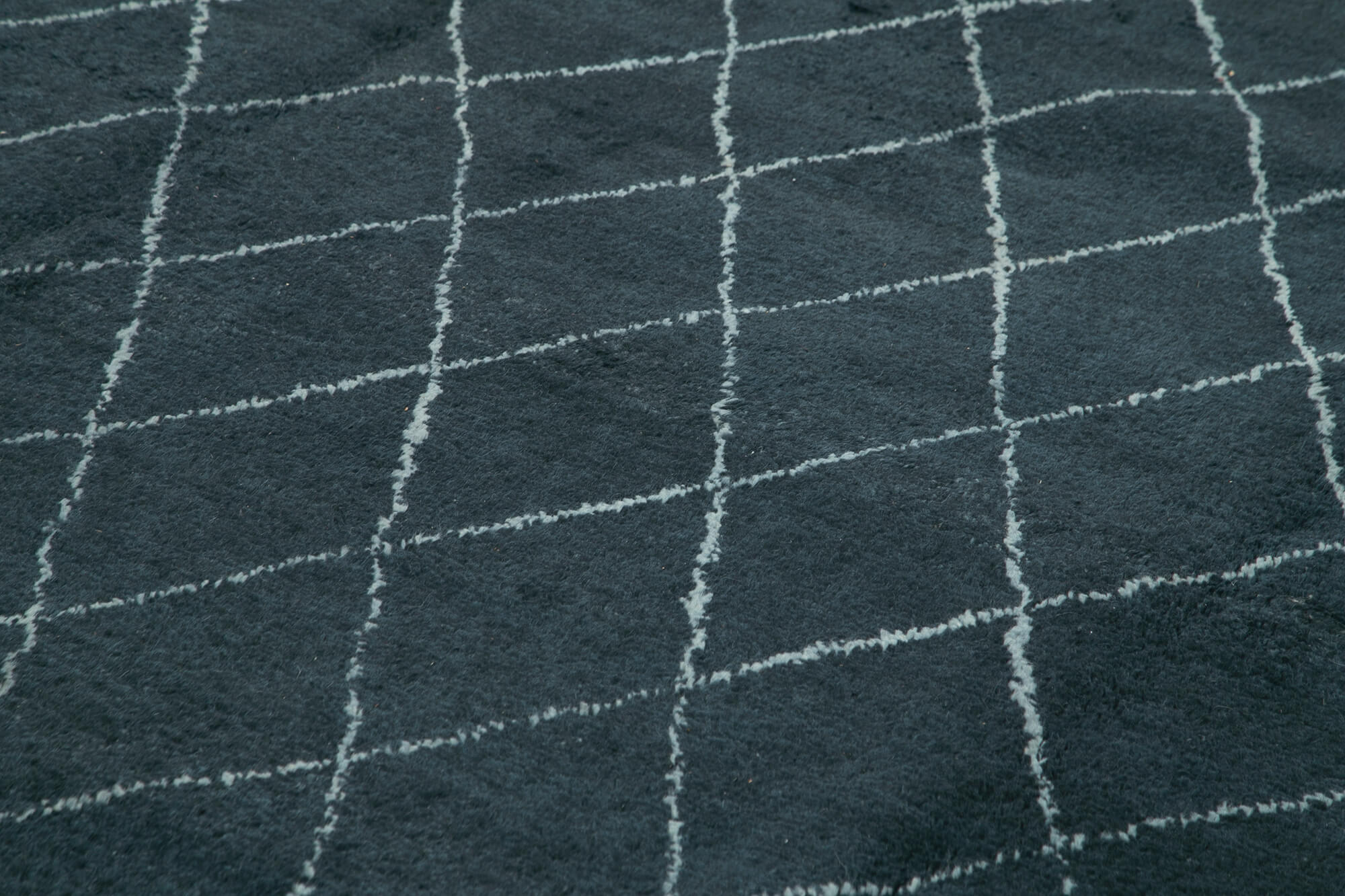 Handmade Wool Cotton Rug - Blue Geometric Pattern | Large Living Room Durable Floor Covering