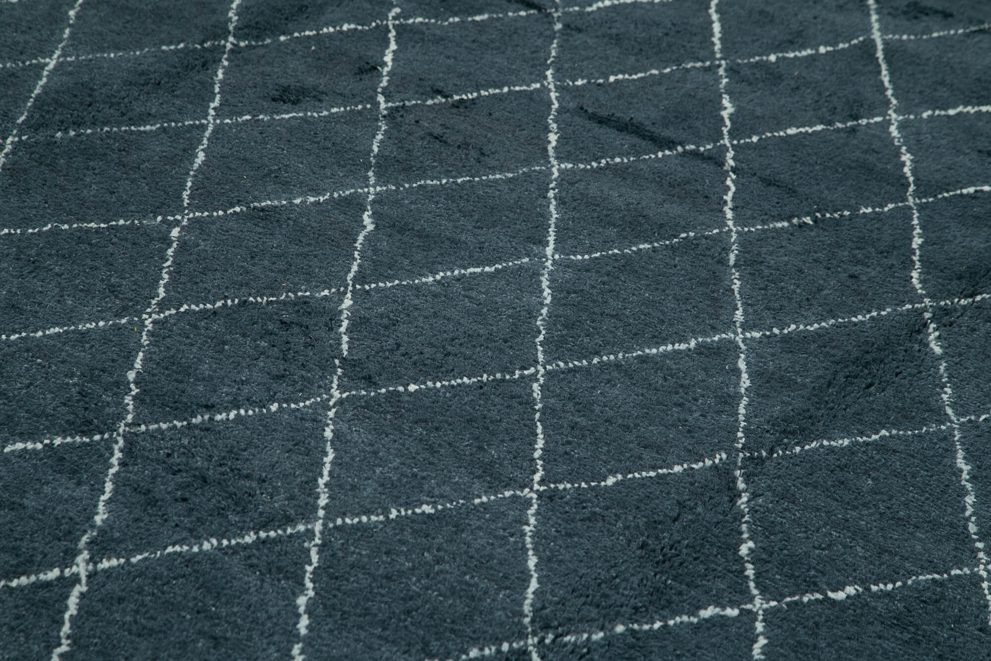 Handmade Wool Cotton Rug - Blue Geometric Rug, Large Living Room Carpet 10'x14'