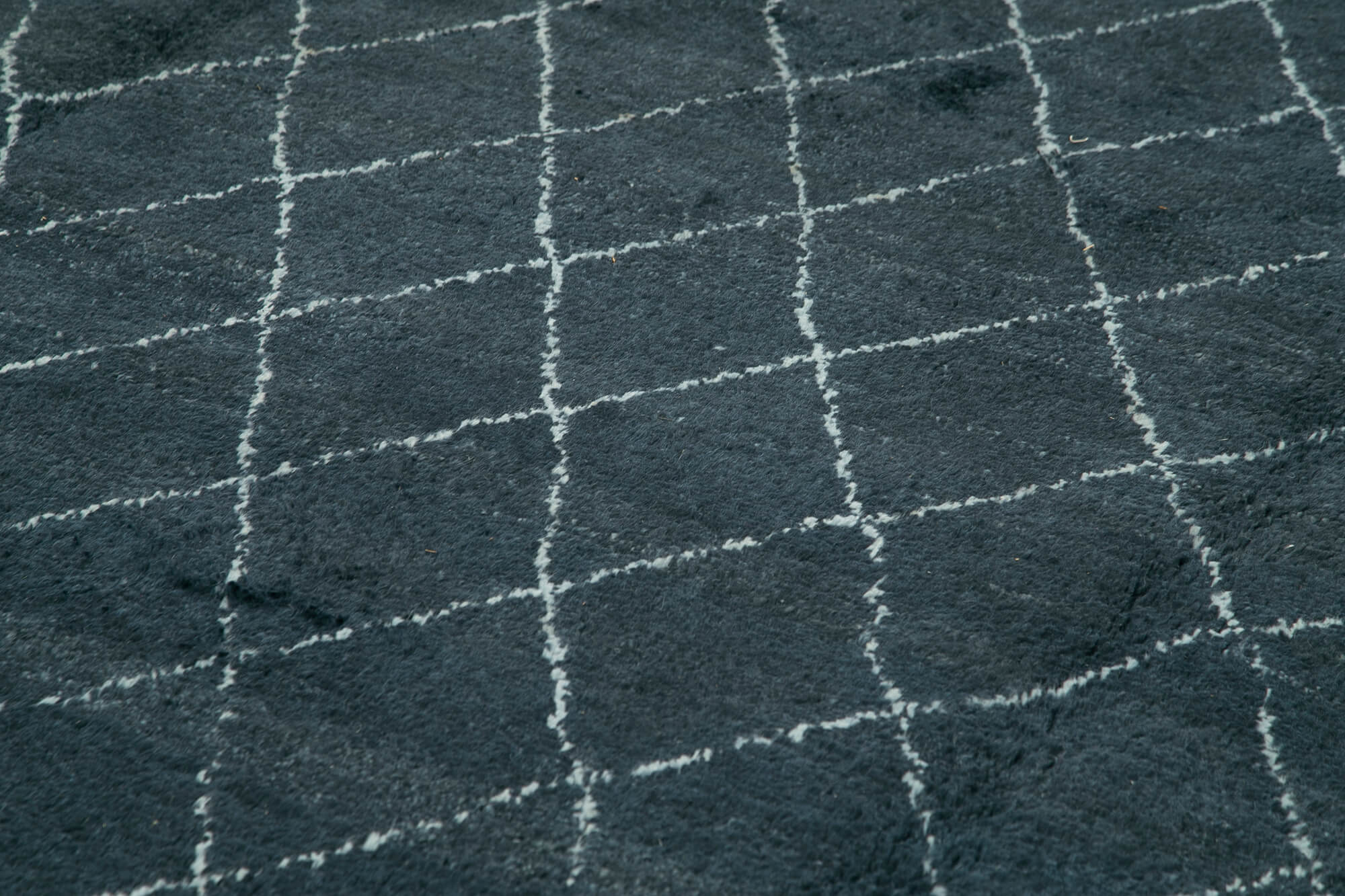 Handmade Wool Cotton Rug - Blue Geometric Pattern Carpet | Large Living Room Rug 10'x14'