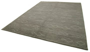 Handmade Wool Cotton Rug | Vintage Turkish Carpet Grey Geometric Area Rug 8'11'' x 11'11''