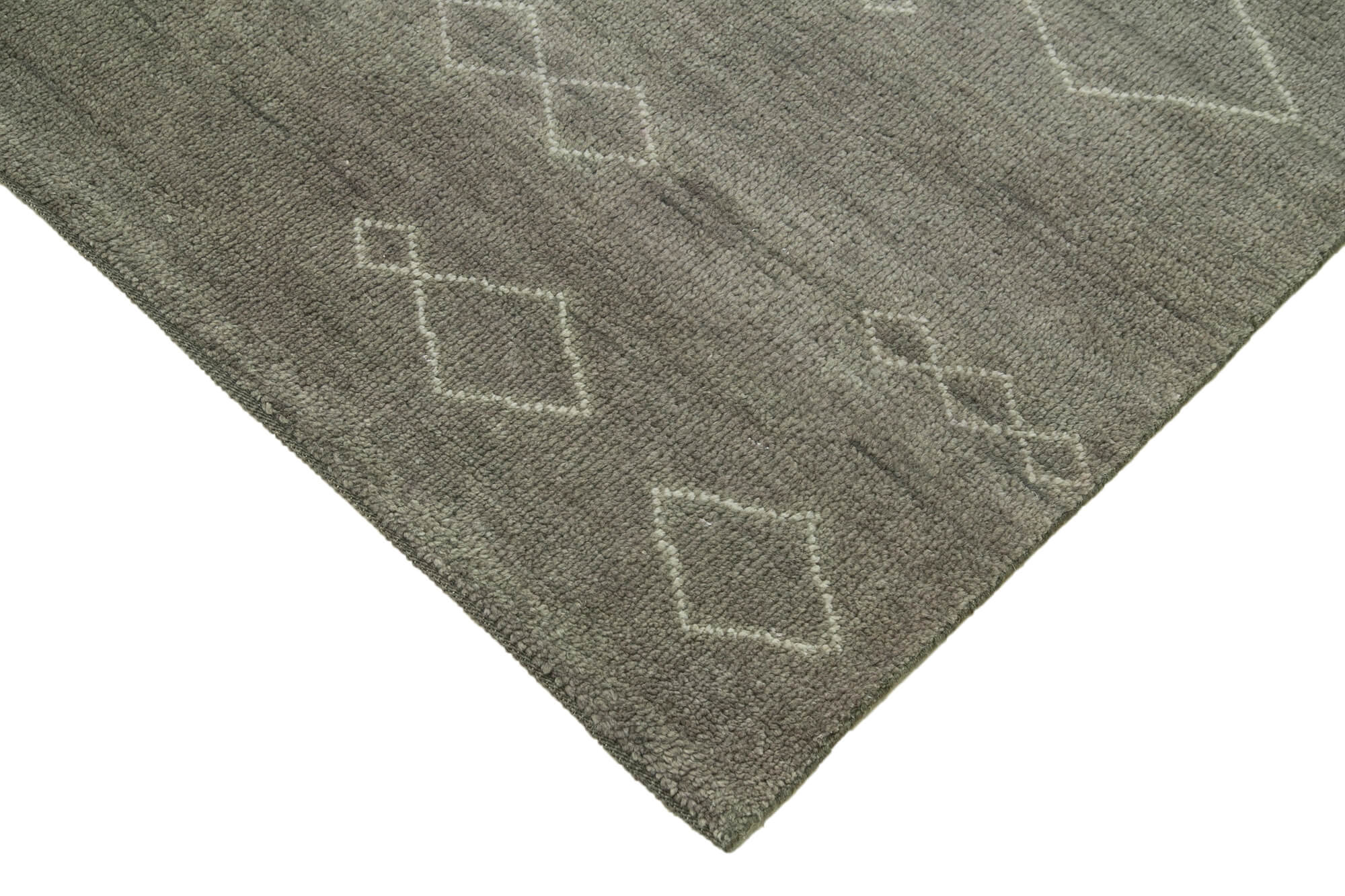 Handmade Wool Cotton Rug | Vintage Turkish Carpet Grey Geometric Area Rug 8'11'' x 11'11''