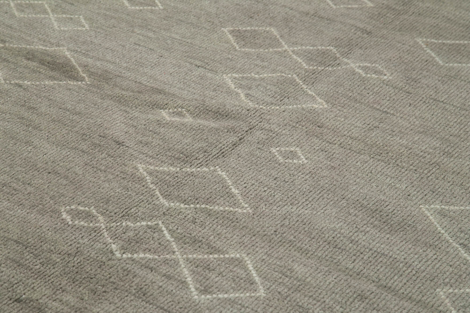 Handmade Wool Cotton Rug | Vintage Turkish Carpet Grey Geometric Area Rug 8'11'' x 11'11''