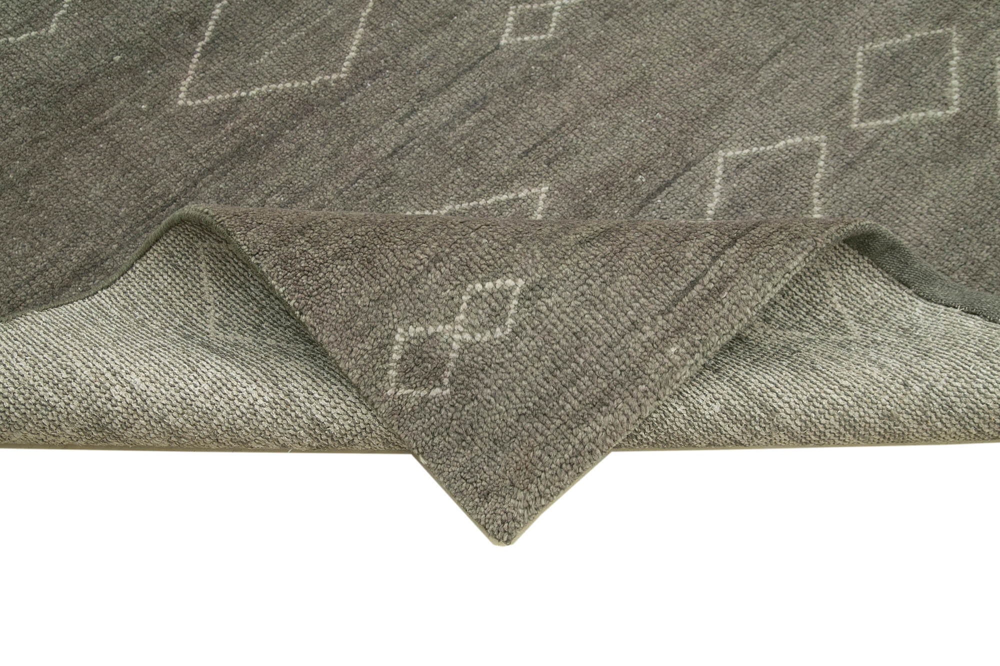 Handmade Wool Cotton Rug | Vintage Turkish Carpet Grey Geometric Area Rug 8'11'' x 11'11''