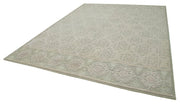Handmade Wool Cotton Rug – Grey Geometric Area Rug, Vintage Handwoven Carpet 9'x12'