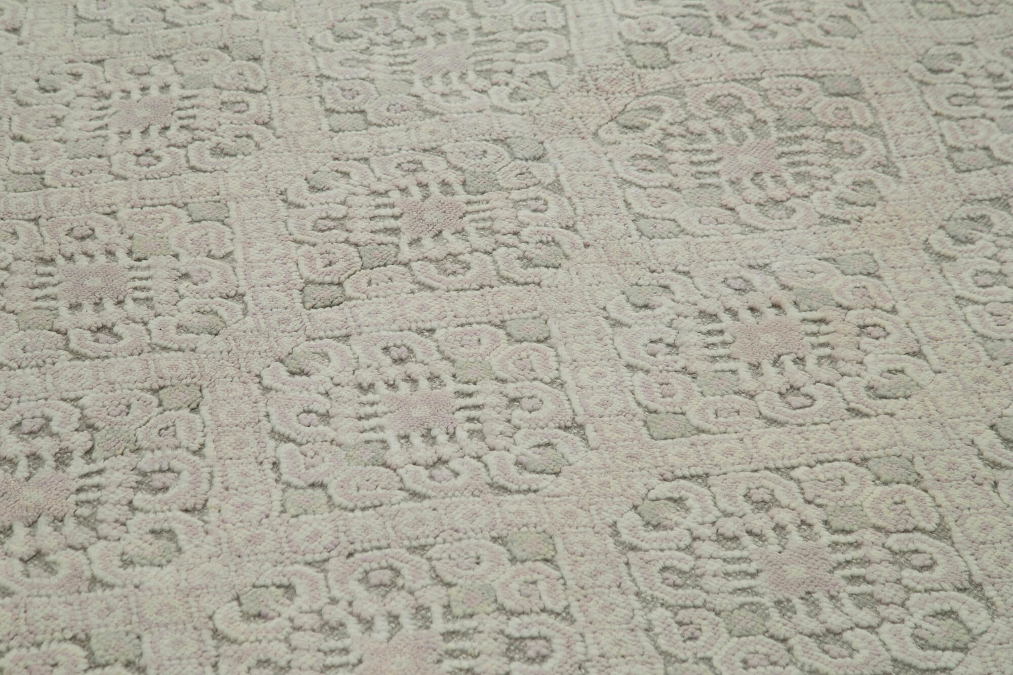 Handmade Wool Cotton Rug – Grey Geometric Area Rug, Vintage Handwoven Carpet 9'x12'