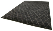 Handmade Wool Cotton Rug – Black Geometric Area Rug | Vintage Turkish Carpet