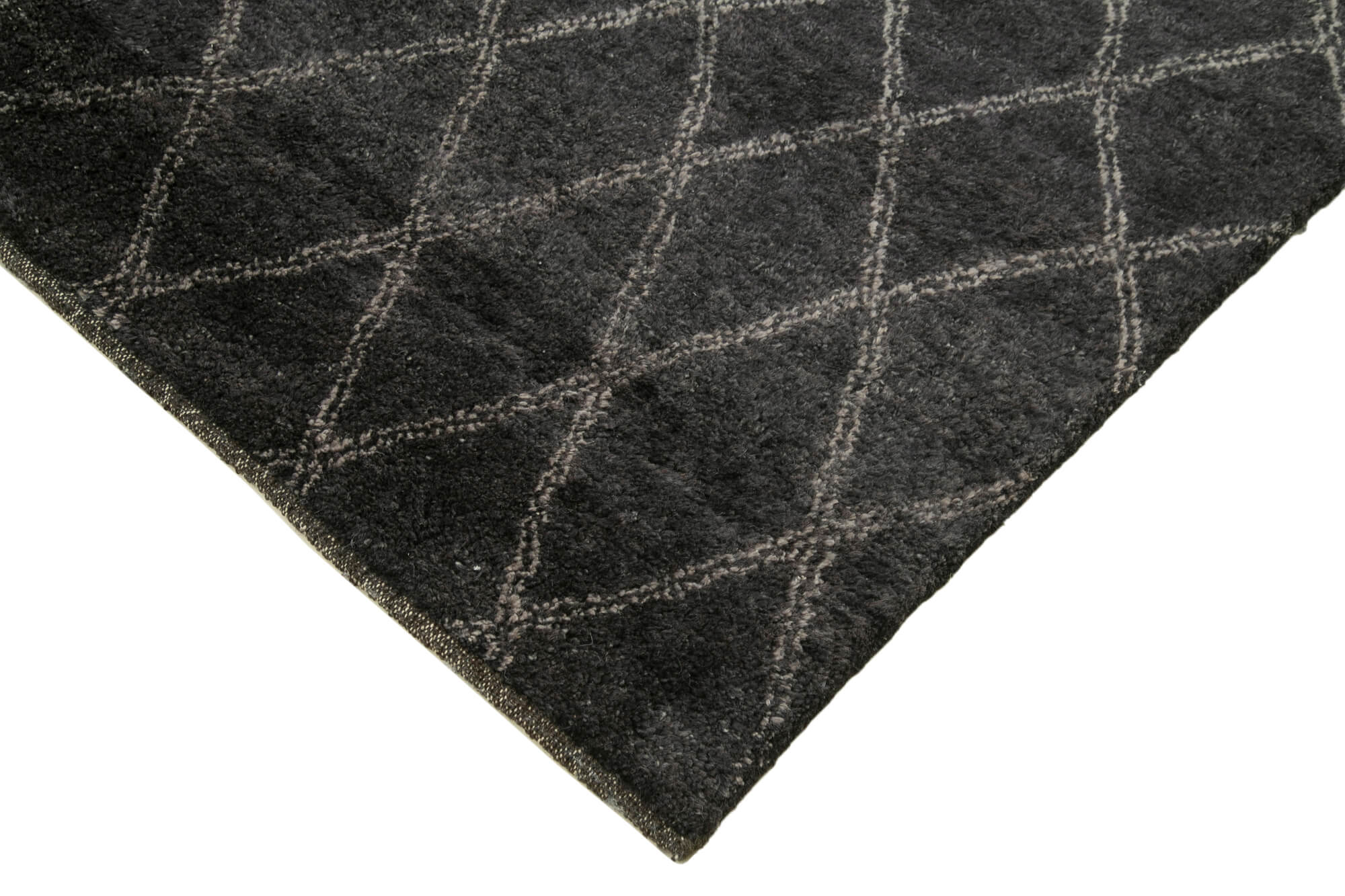 Handmade Wool Cotton Rug – Black Geometric Area Rug | Vintage Turkish Carpet