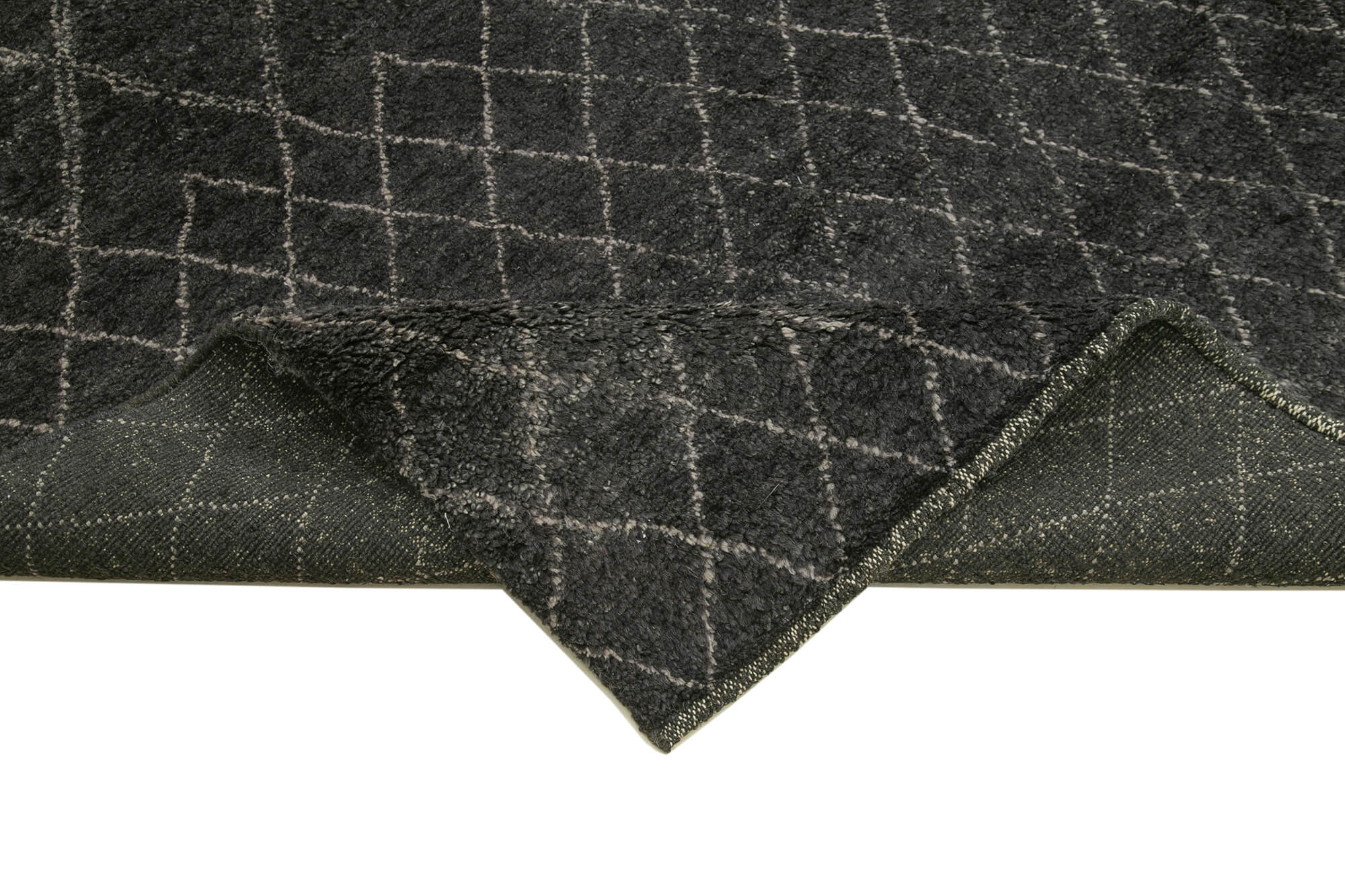 Handmade Wool Cotton Rug – Black Geometric Area Rug | Vintage Turkish Carpet