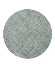 Kirk Yama Blue Patchwork Cotton Wool Handmade Area Rug 6'6'' x 6'6''