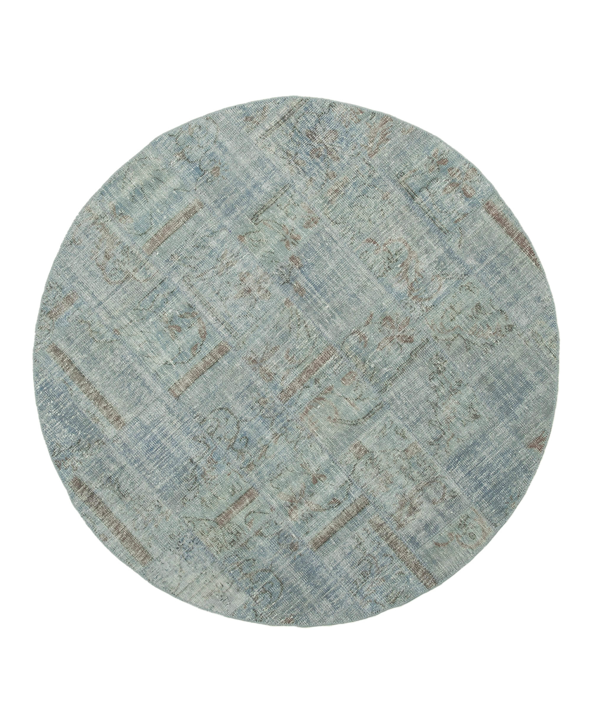 Kirk Yama Blue Patchwork Cotton Wool Handmade Area Rug 6'6'' x 6'6''