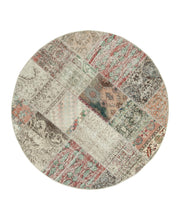 Handmade Patchwork Rug - Beige Cotton Wool Carpet 5'11'' x 5'11'' | Vintage Area Rug