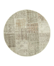 Handmade Area Rug – Beige Patchwork Cotton Wool Durable Floor Covering 4'11'' x 4'11''