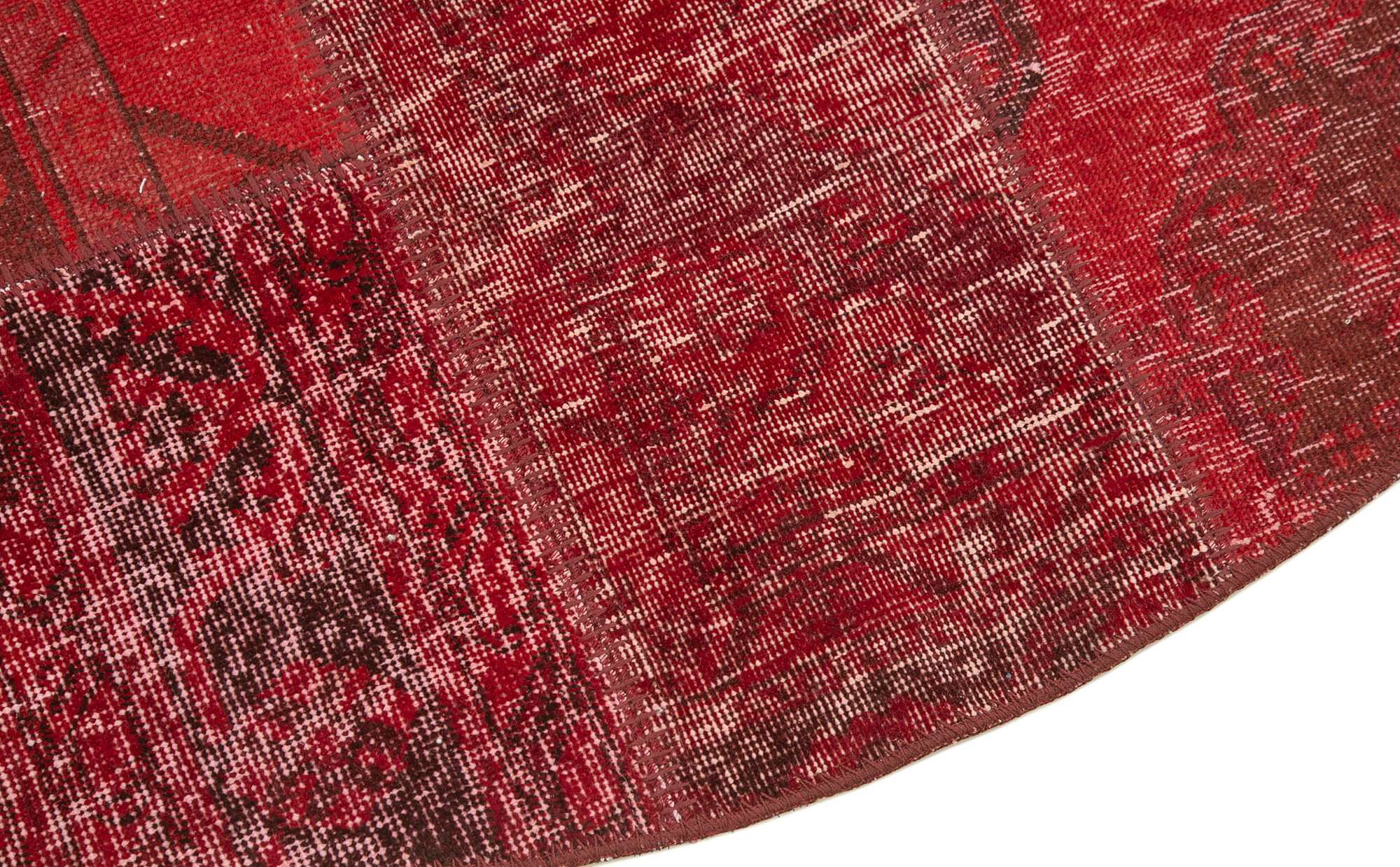 Handmade Area Rug | Red Patchwork Cotton Wool Vintage Turkish Carpet 6'7'' x 6'7''