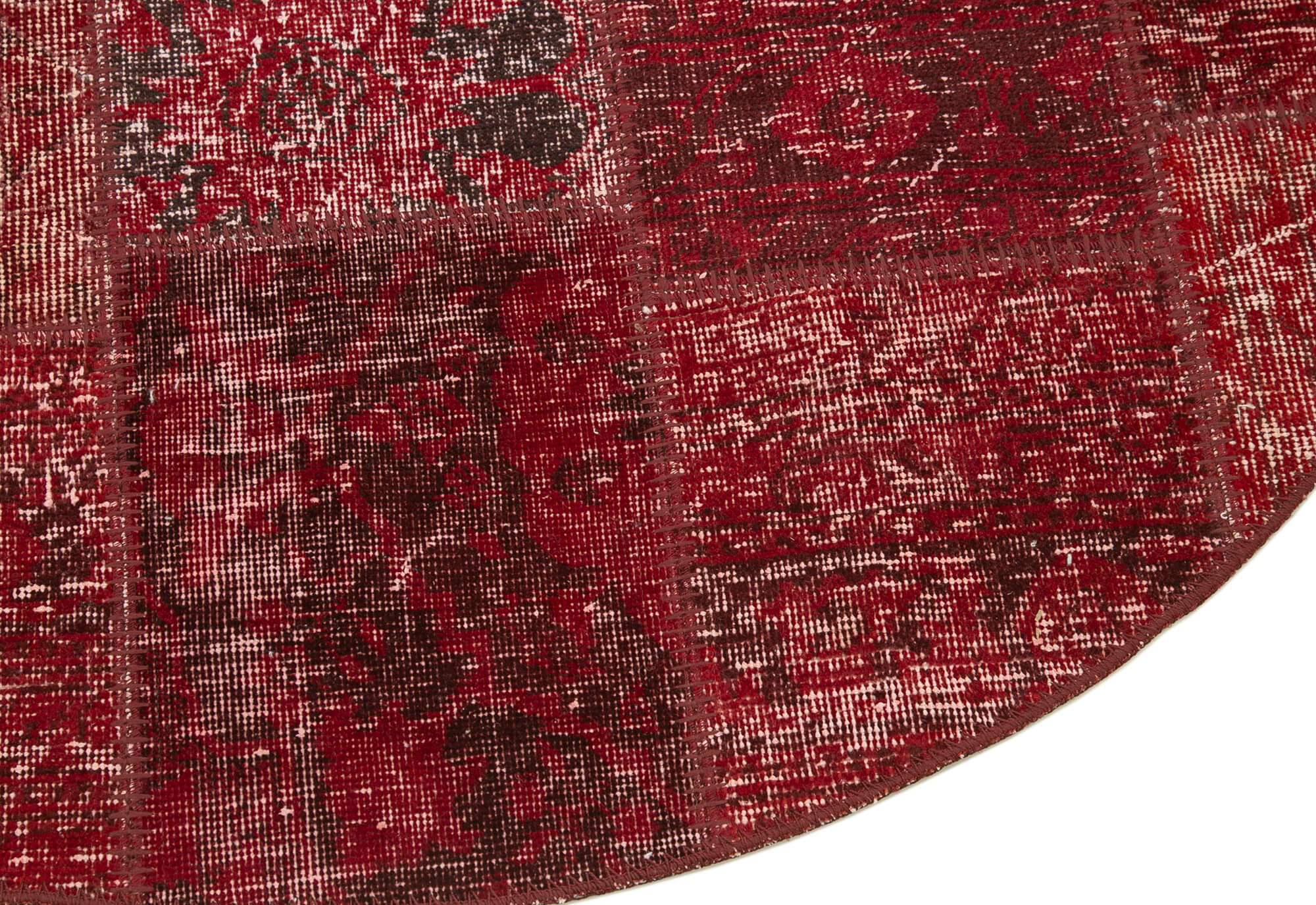 Handmade Area Rug - Kirk Yama Red Patchwork Cotton Wool 4'11''x4'11'' by Agacan