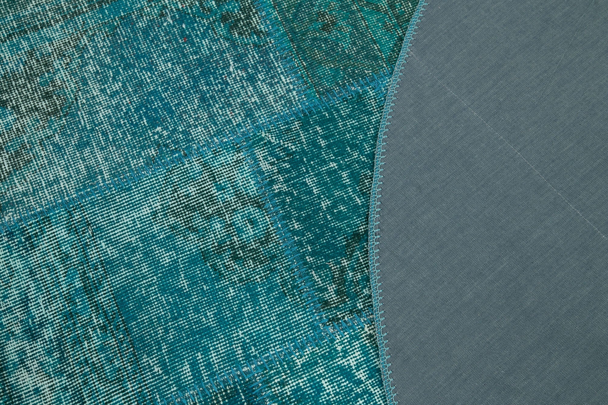 Handmade Area Rug - Turquoise Patchwork Cotton Wool Vintage Carpet 6'7'' x 6'7''