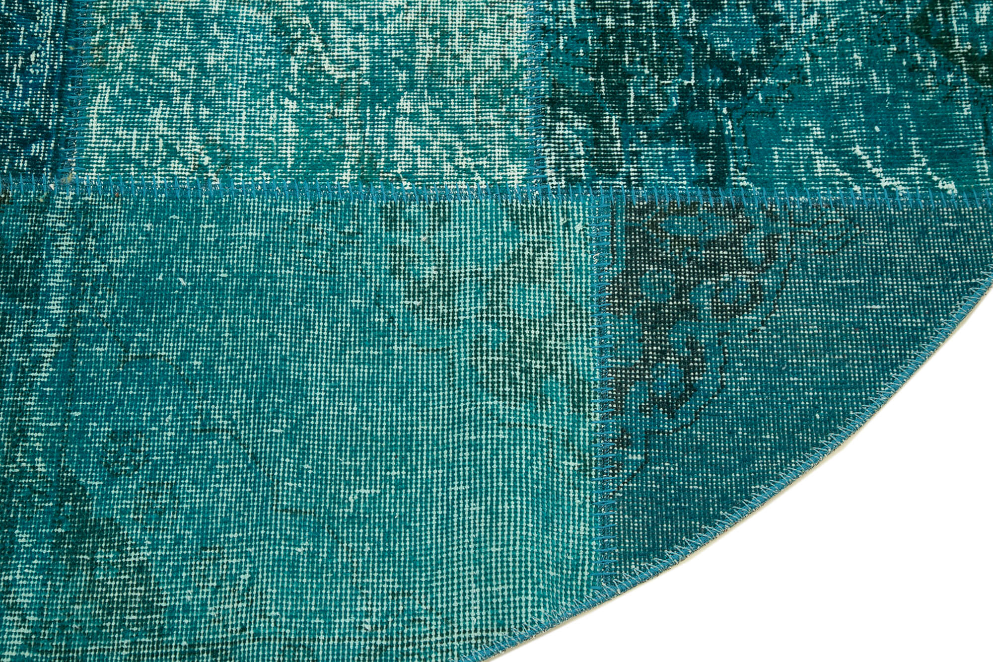 Handmade Area Rug - Turquoise Patchwork Cotton Wool Carpet 6'7'' x 6'7''