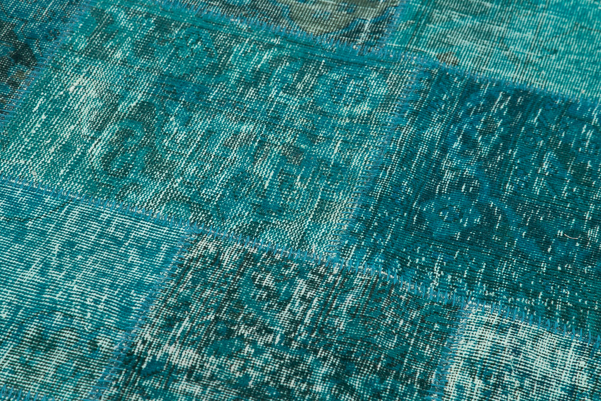 Handmade Area Rug - Turquoise Patchwork Cotton Wool Carpet 6'7'' x 6'7''