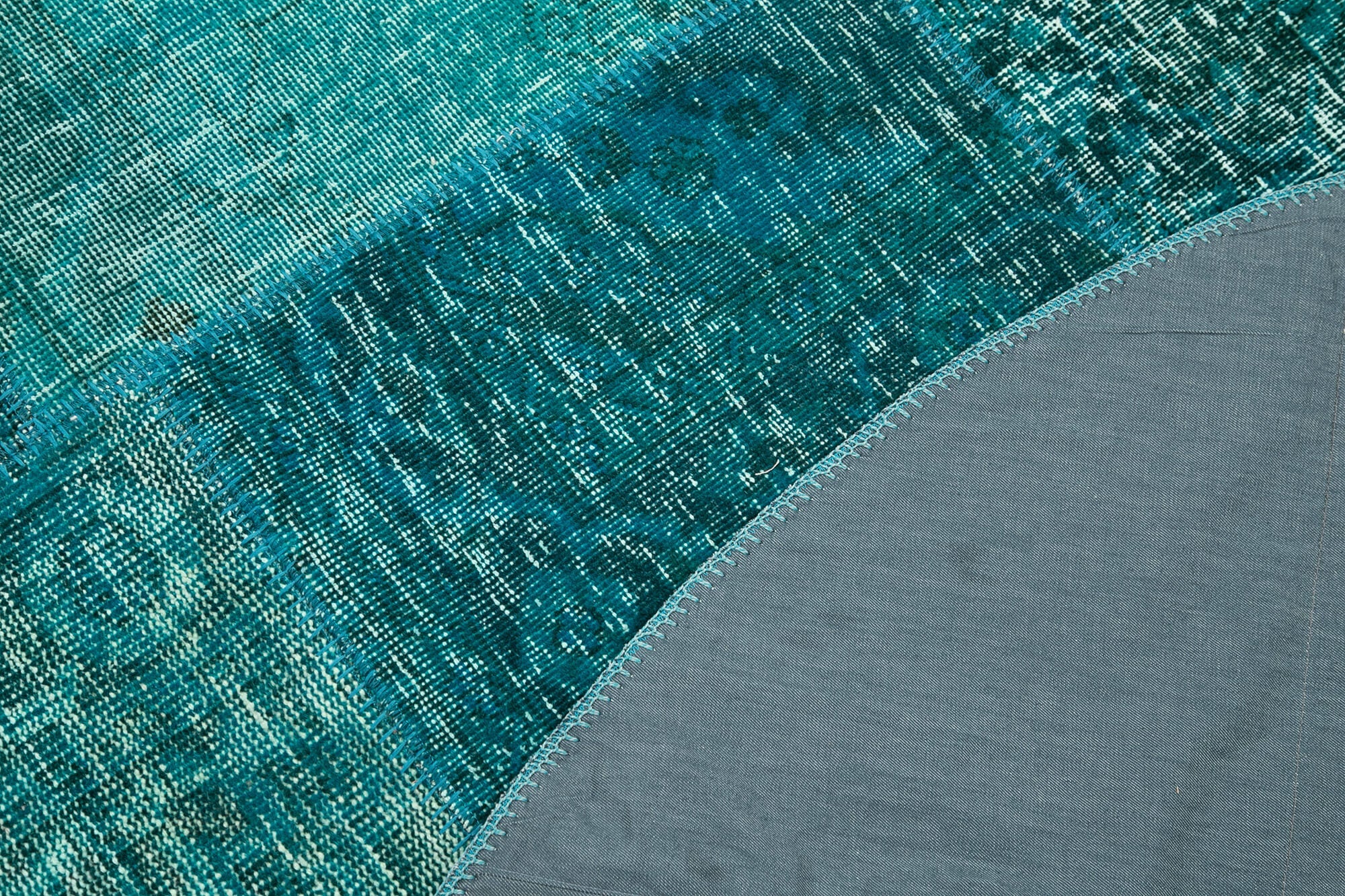 Handmade Area Rug - Turquoise Patchwork Cotton Wool Carpet 6'7'' x 6'7''