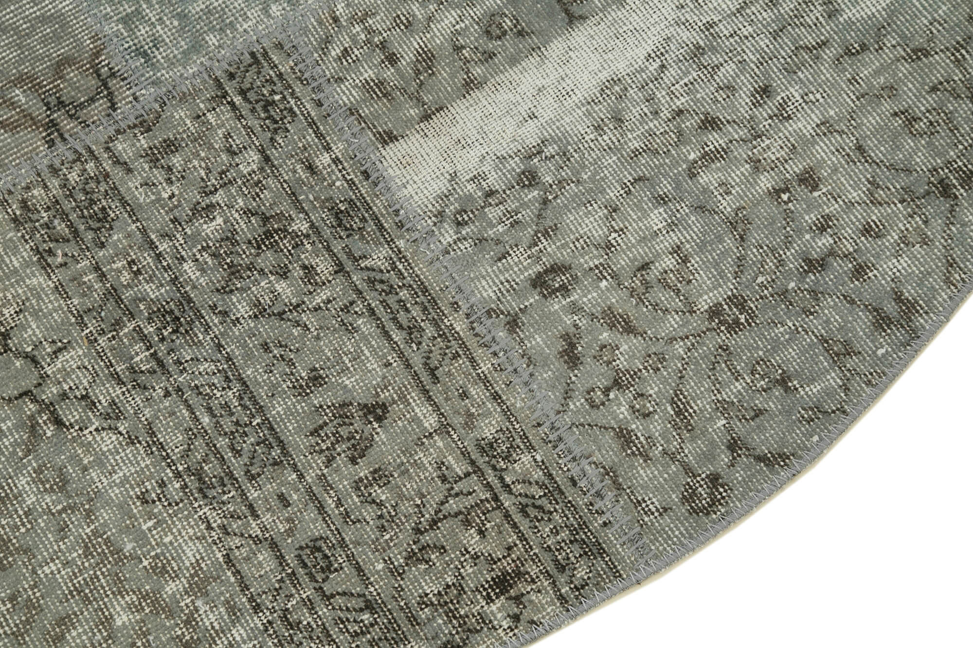 Handmade Area Rug | Kirk Yama Grey Patchwork Cotton Wool 5x5 Foot Rug