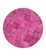Handmade Patchwork Rug - Pink Cotton Wool Vintage Area Rug 6'7'' x 6'7''