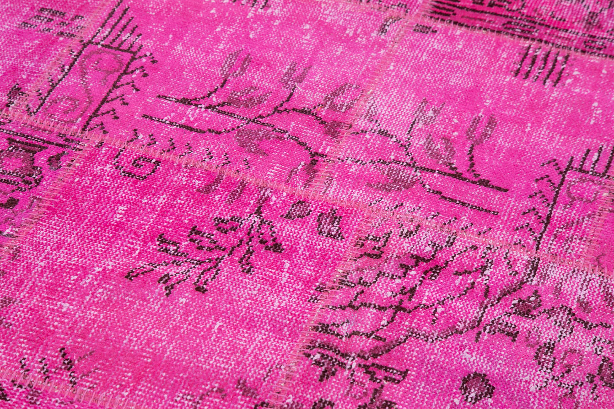Handmade Patchwork Rug - Pink Cotton Wool Vintage Area Rug 6'7'' x 6'7''