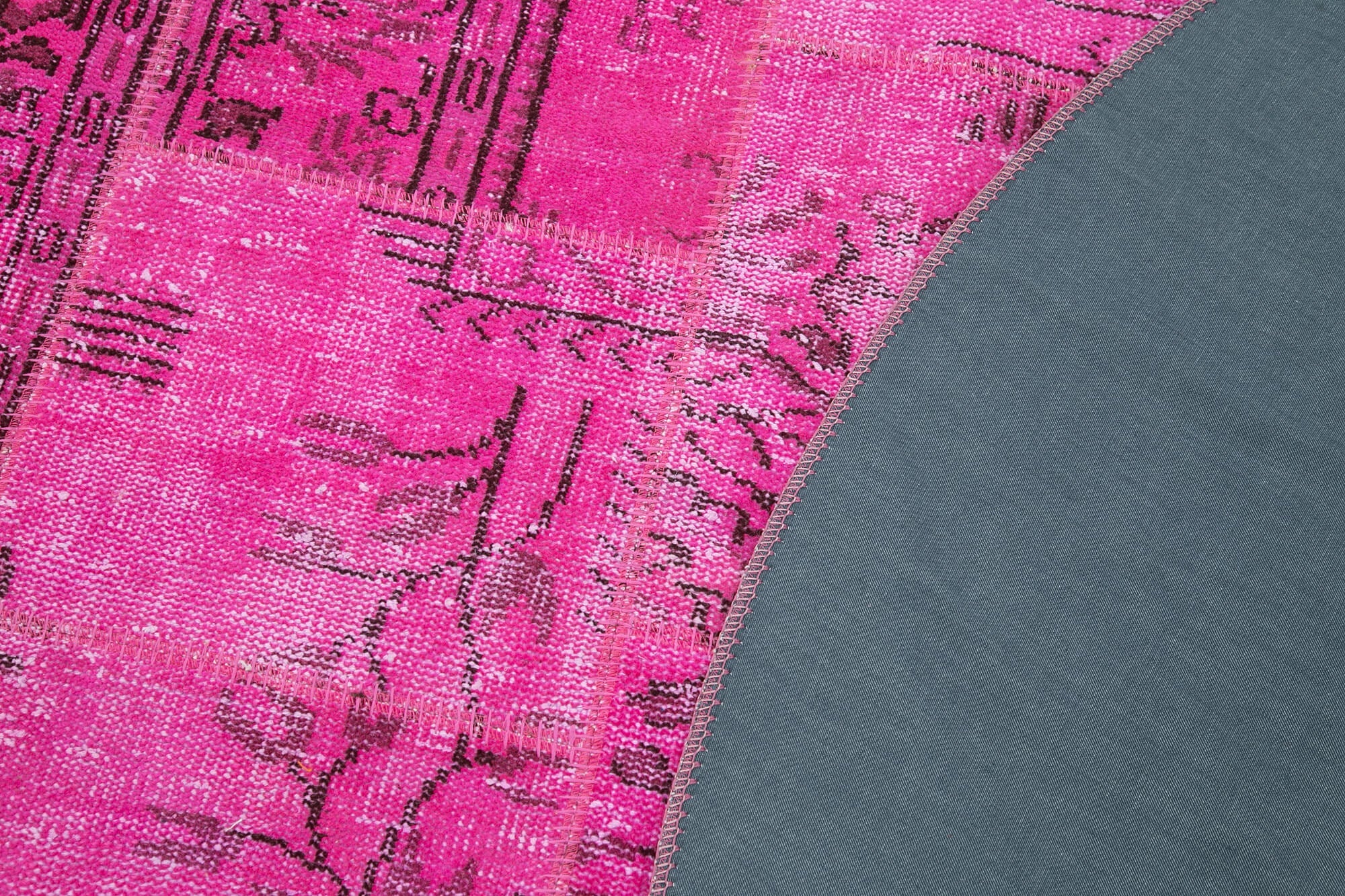 Handmade Patchwork Rug - Pink Cotton Wool Vintage Area Rug 6'7'' x 6'7''