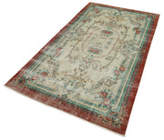 Vintage Handmade Area Rug – Overdyed Beige Turkish Wool Cotton Carpet 3'10" x 7'1"