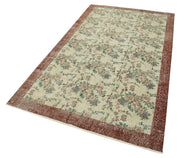 Handmade Area Rug | Overdyed Vintage Cotton Wool Rug 4'5" x 7'9" Beige Style
