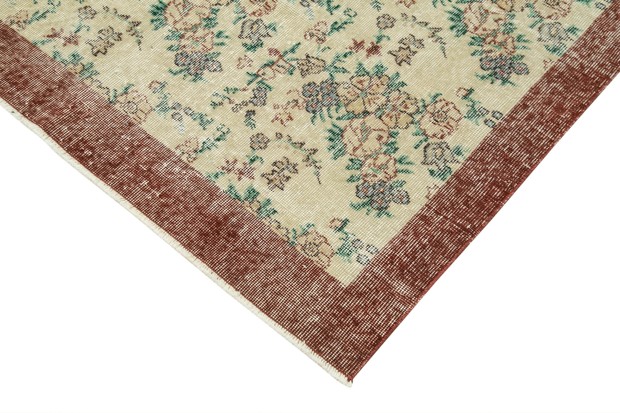 Handmade Area Rug | Overdyed Vintage Cotton Wool Rug 4'5" x 7'9" Beige Style