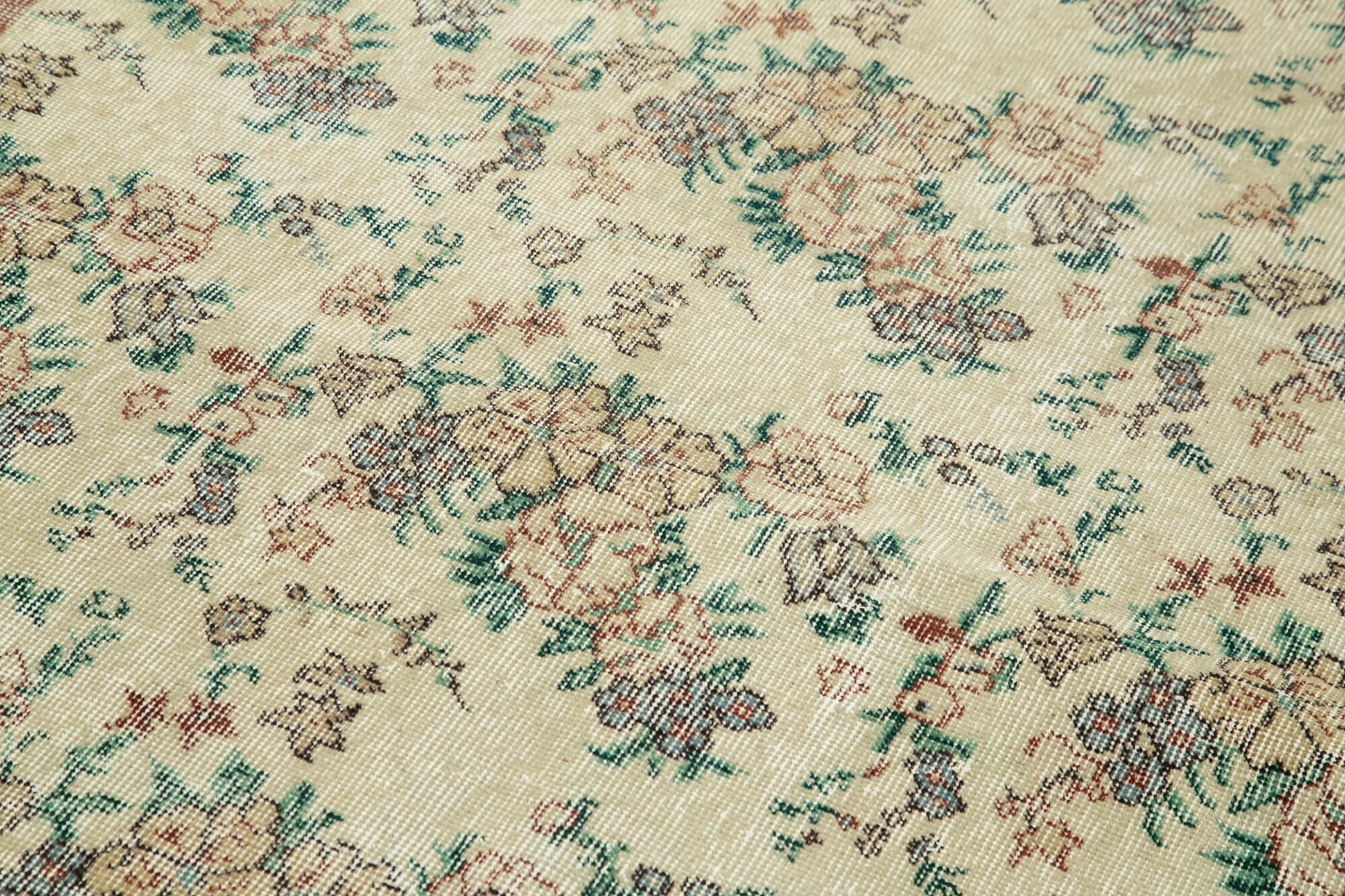 Handmade Area Rug | Overdyed Vintage Cotton Wool Rug 4'5" x 7'9" Beige Style