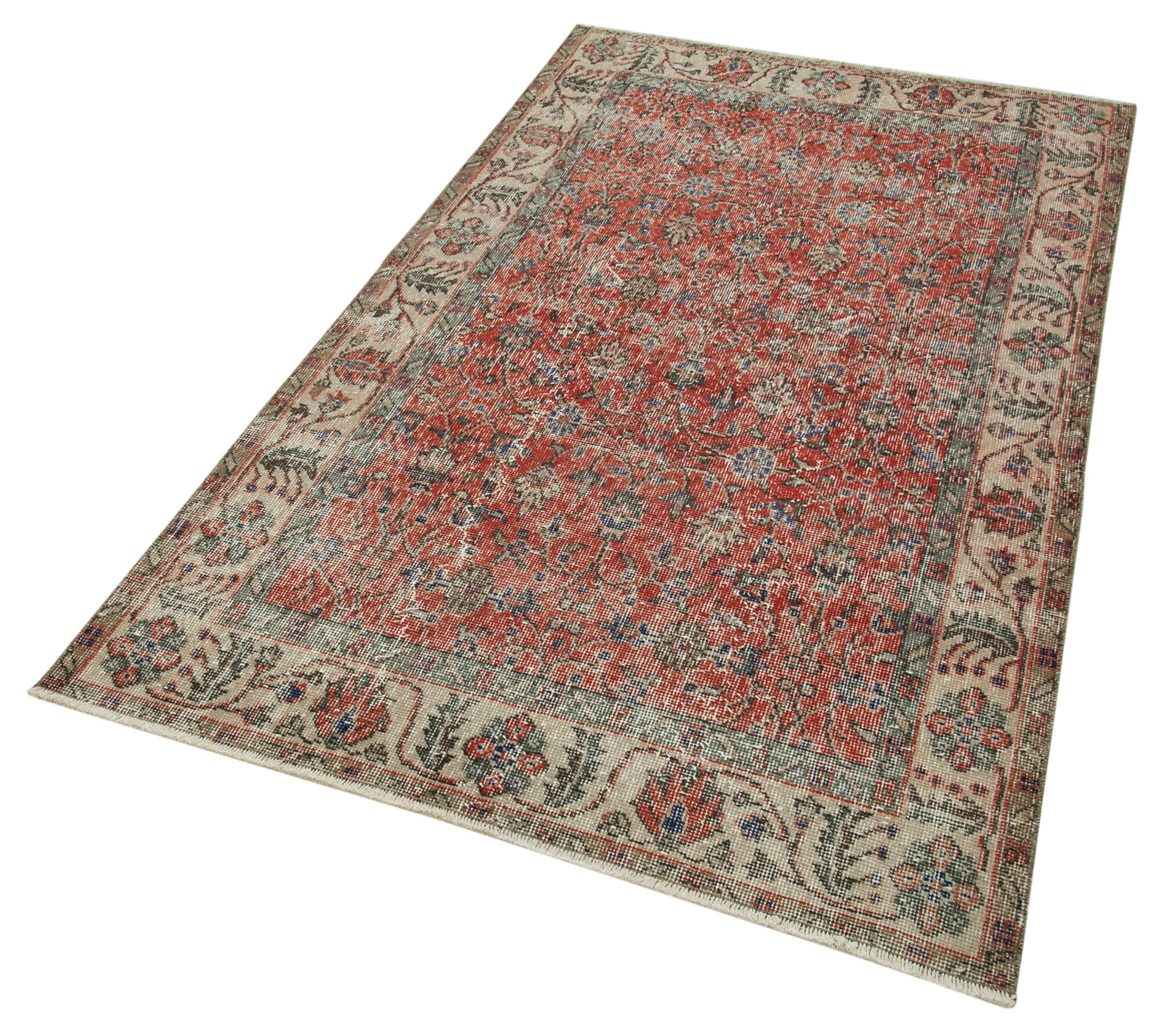 Overdyed Vintage Area Rug – Handmade Wool Rug with Durable Cotton Weave 3'10''x6'5''