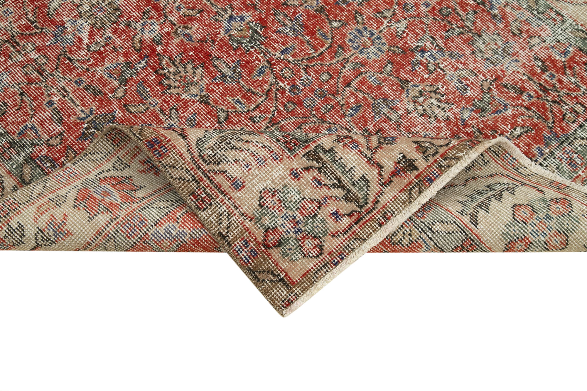 Overdyed Vintage Area Rug – Handmade Wool Rug with Durable Cotton Weave 3'10''x6'5''
