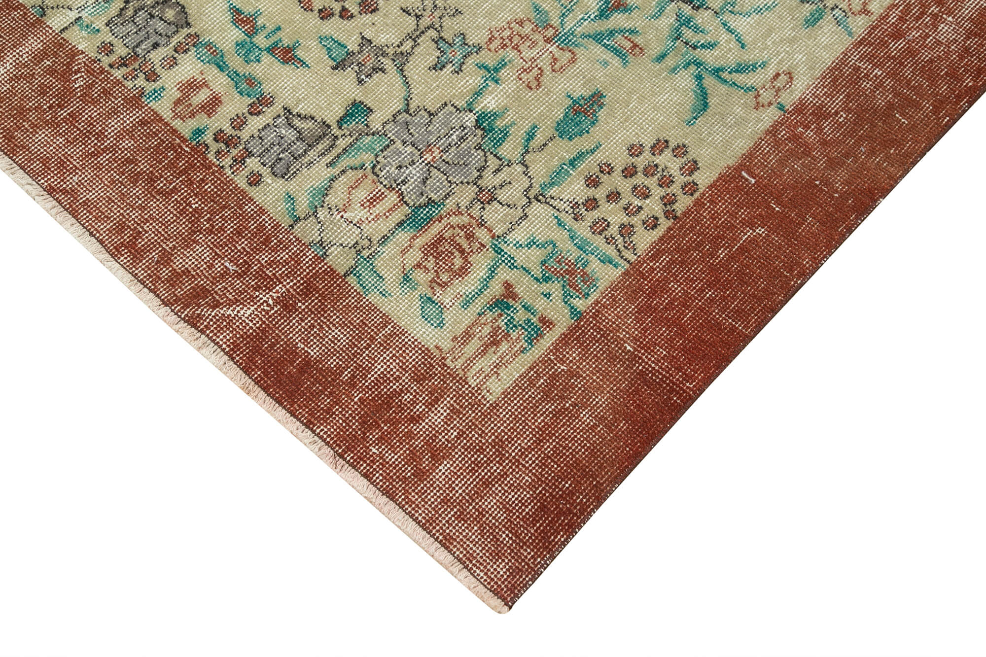 Handmade Vintage Area Rug – Overdyed Wool Rug | Soft Cotton Wool Carpet 3'10''x8'3''