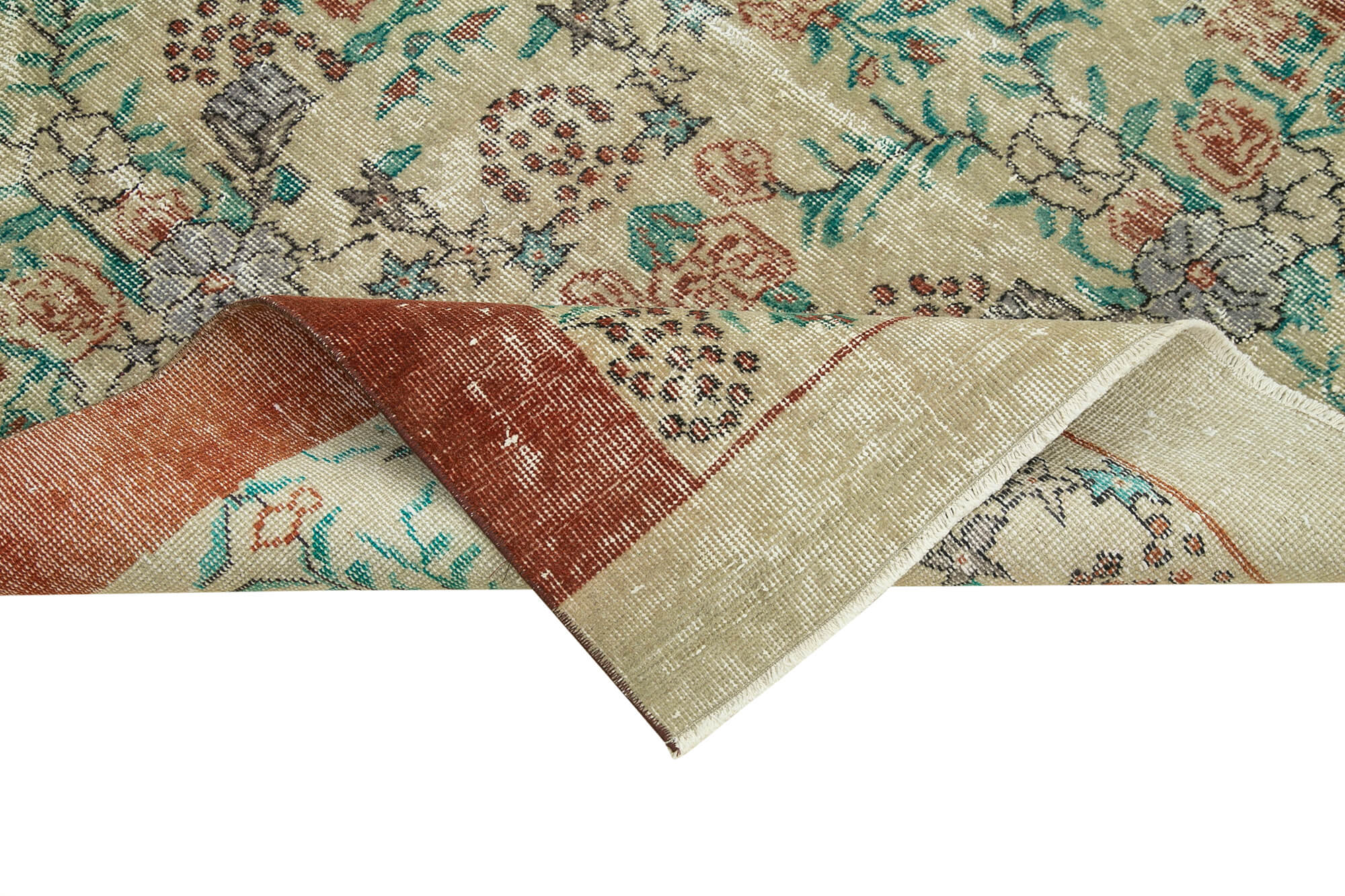 Handmade Vintage Area Rug – Overdyed Wool Rug | Soft Cotton Wool Carpet 3'10''x8'3''